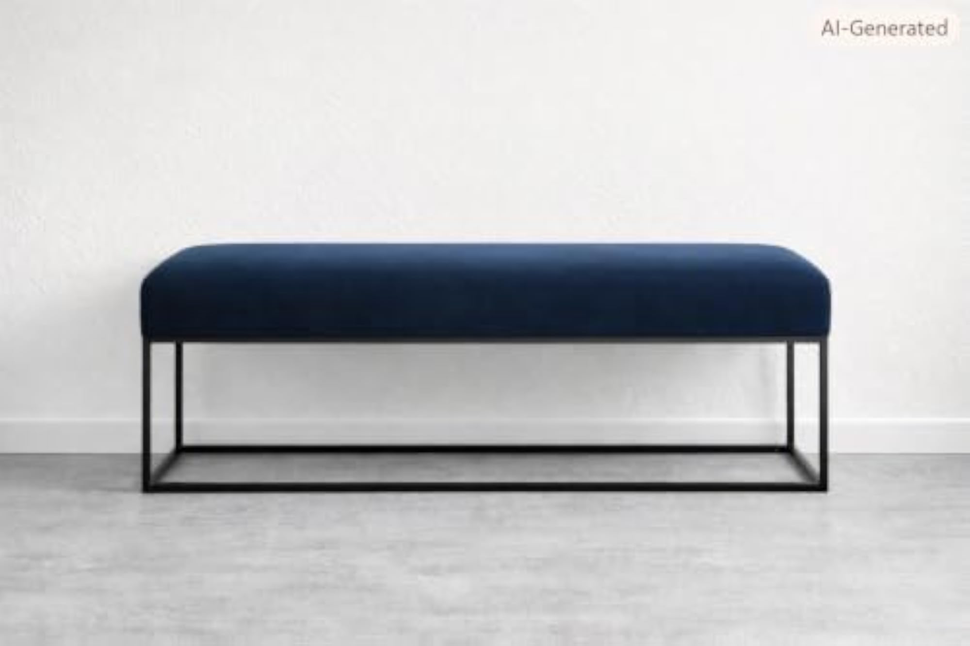 Contemporary Velvet Bench with Sleek Metal Frame